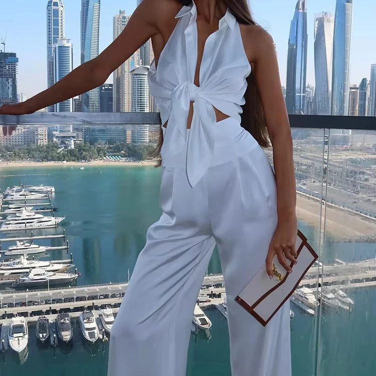 High Waisted Pants Satin Professional Women Suit