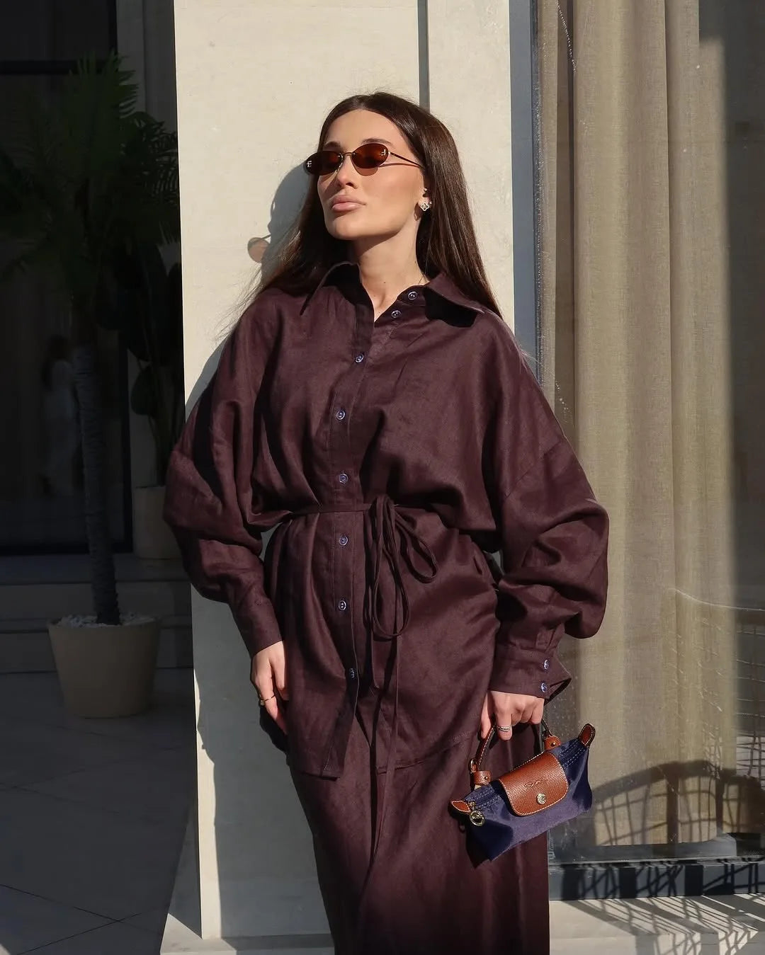 Long Sleeve Blouse Casual Skirt Set Pink Long Skirts 2 Piece Sets