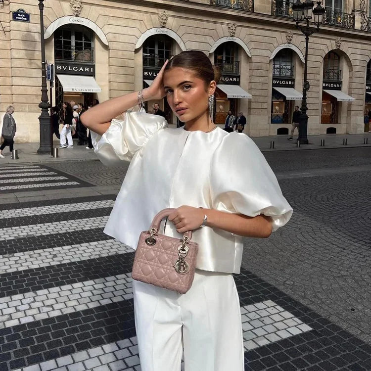 Satin Elegant Ruffle Shirt