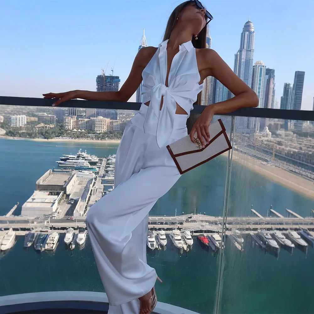 High Waisted Pants Satin Professional Women Suit