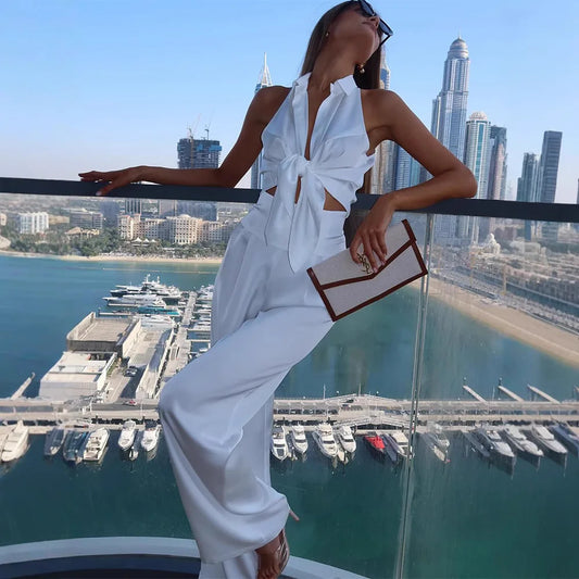 High Waisted Pants Satin Professional Women Suit