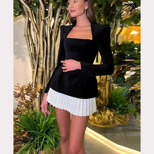 Evening Party Vestido Elegant Square Neck Shoulder