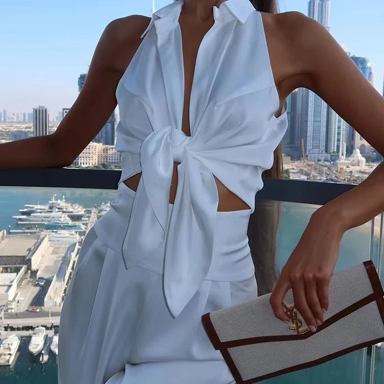 High Waisted Pants Satin Professional Women Suit